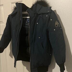 Moose Knuckles Black Fur-Trimmed Kids Puffer Jacket